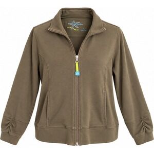 Fresh Produce Jacket L Olive Brown Full Zip Coastal Athleisure Y2K Starfish